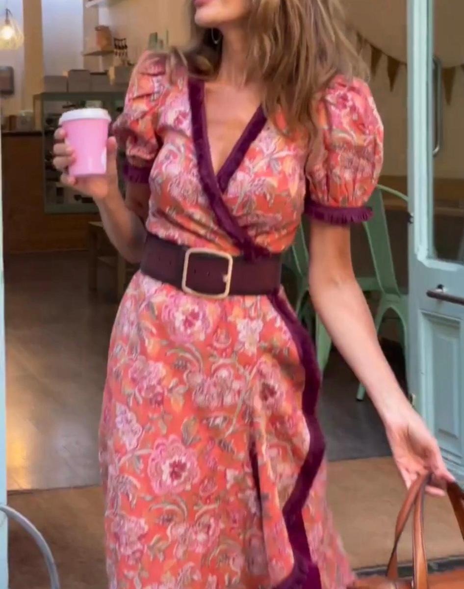 Eliett - Maxi Wrap Dress with Puff Sleeves