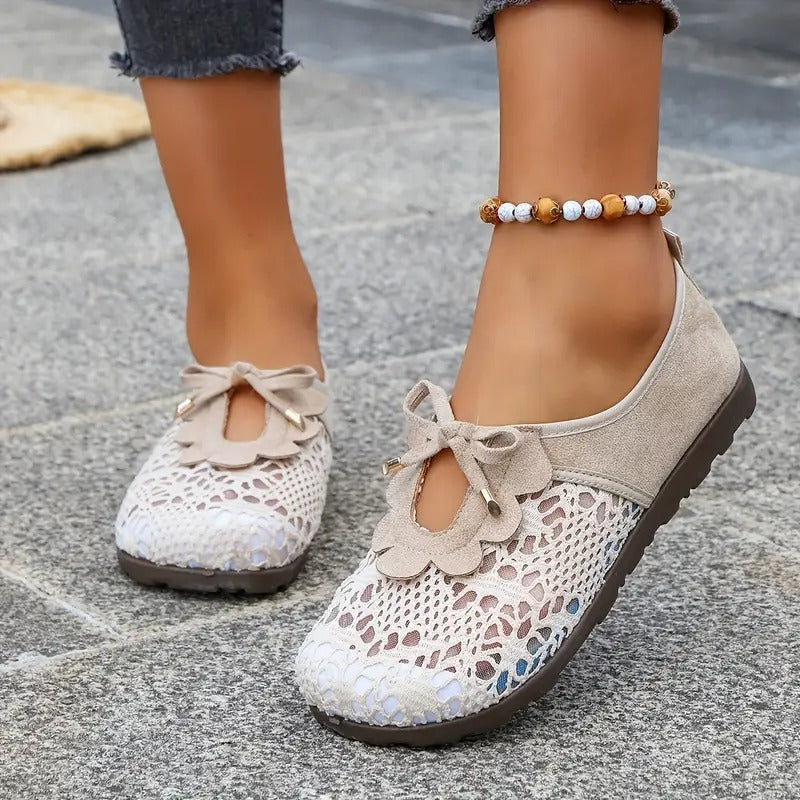 Danika | Black Floral Cutout Slip-On Shoes