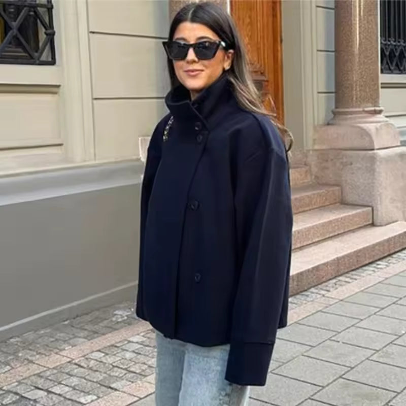 Georgina | Jacket Long Sleeve Stand Collar Button Front