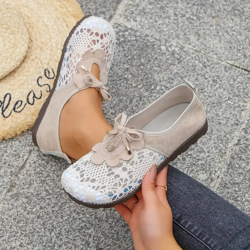 Danika | Black Floral Cutout Slip-On Shoes