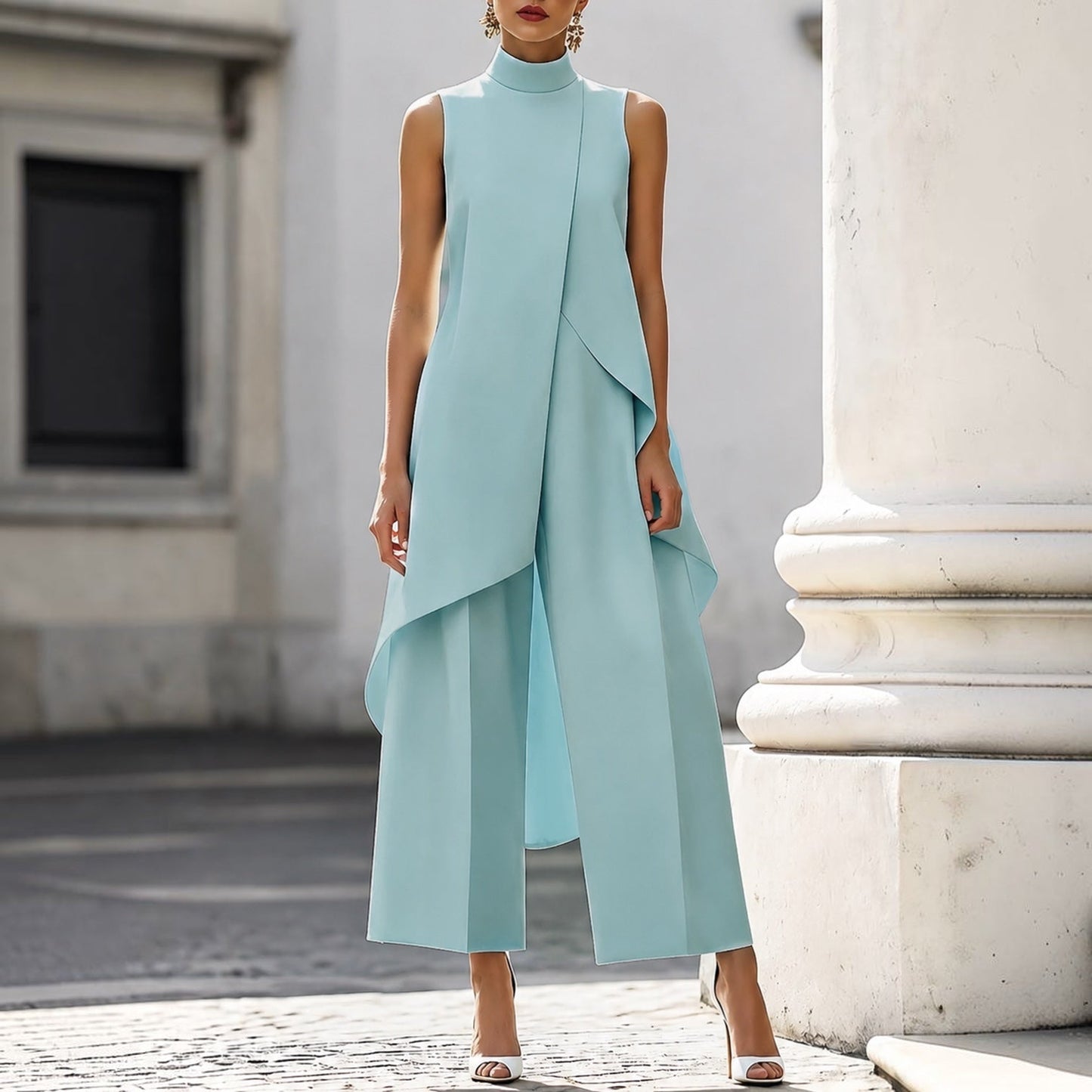 Maryam | Two Piece Sleeveless High Neck Pant Set