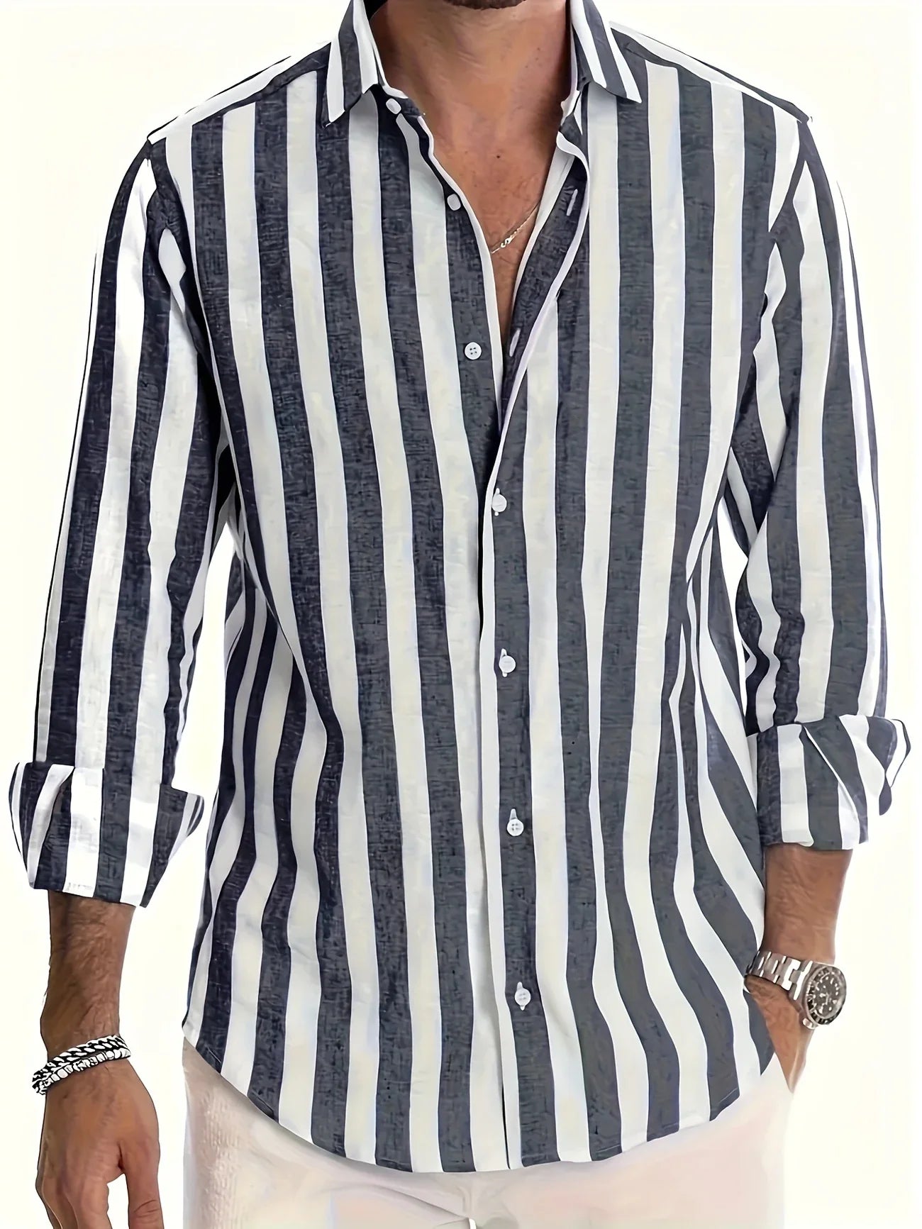 George | Long Sleeve Vertical Striped Button Shirt