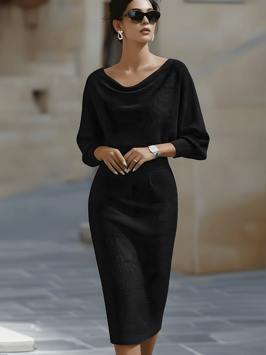 Amyy | Knit Midi Dress With Dolman Sleeves