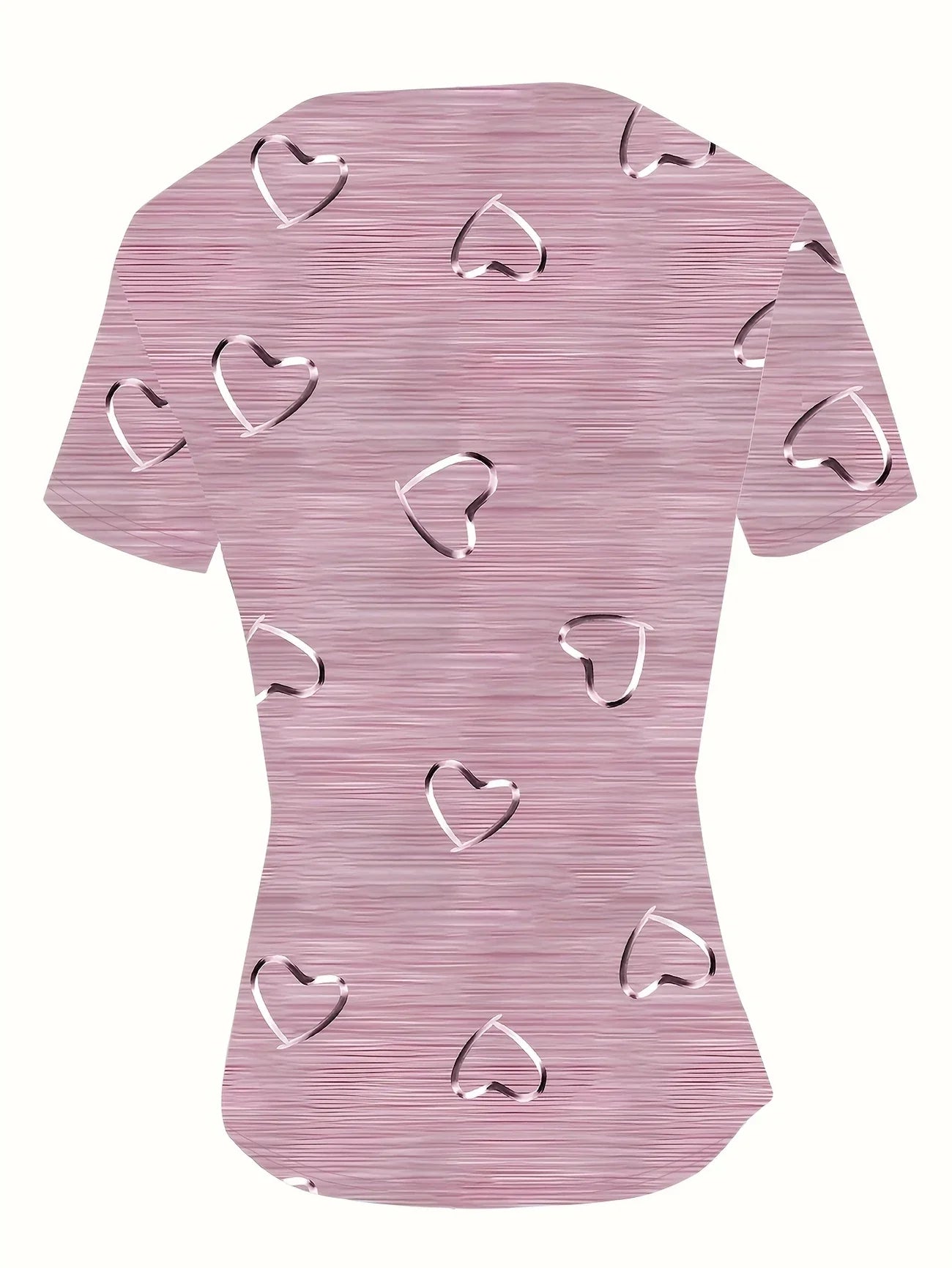 Emlyn | Heart Print Short Sleeve V Neck Top
