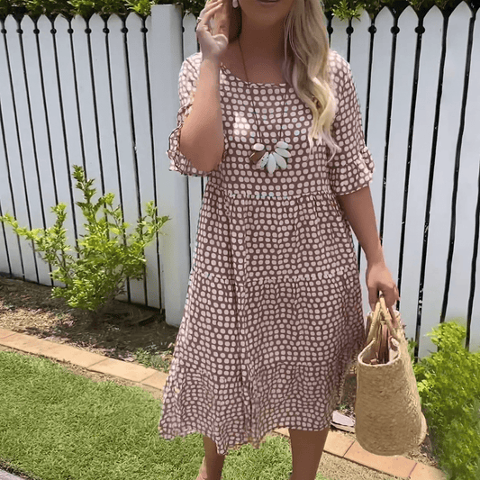 Yumi | Polka Dot Ruffle Sleeve Midi Dress