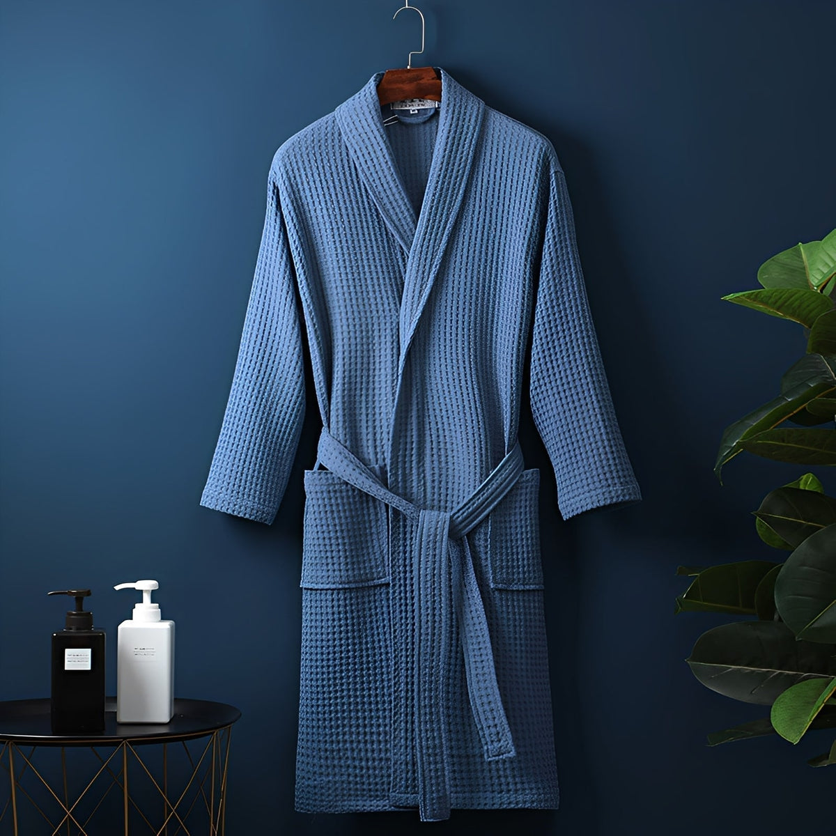 Nathan | Bathrobe With Waffle Texture and Tie Belt