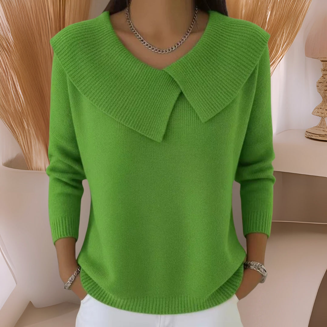 Yamina | Knit Sweater Oversized Collar Long Sleeves