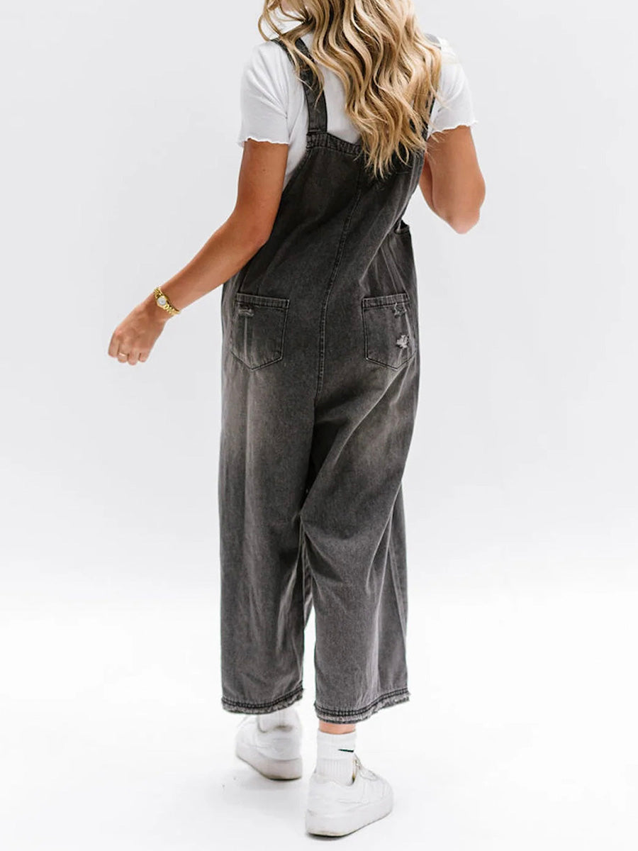 Clarice | Denim Overalls Loose Fit Distressed