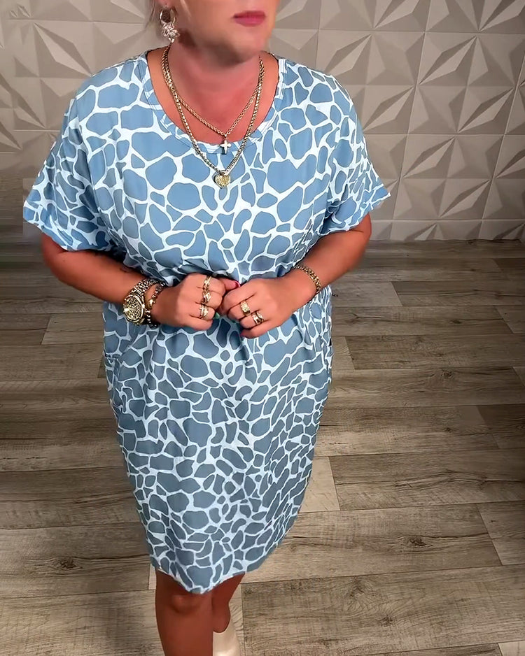 Salvinia - Abstract Print Short Sleeve Dress