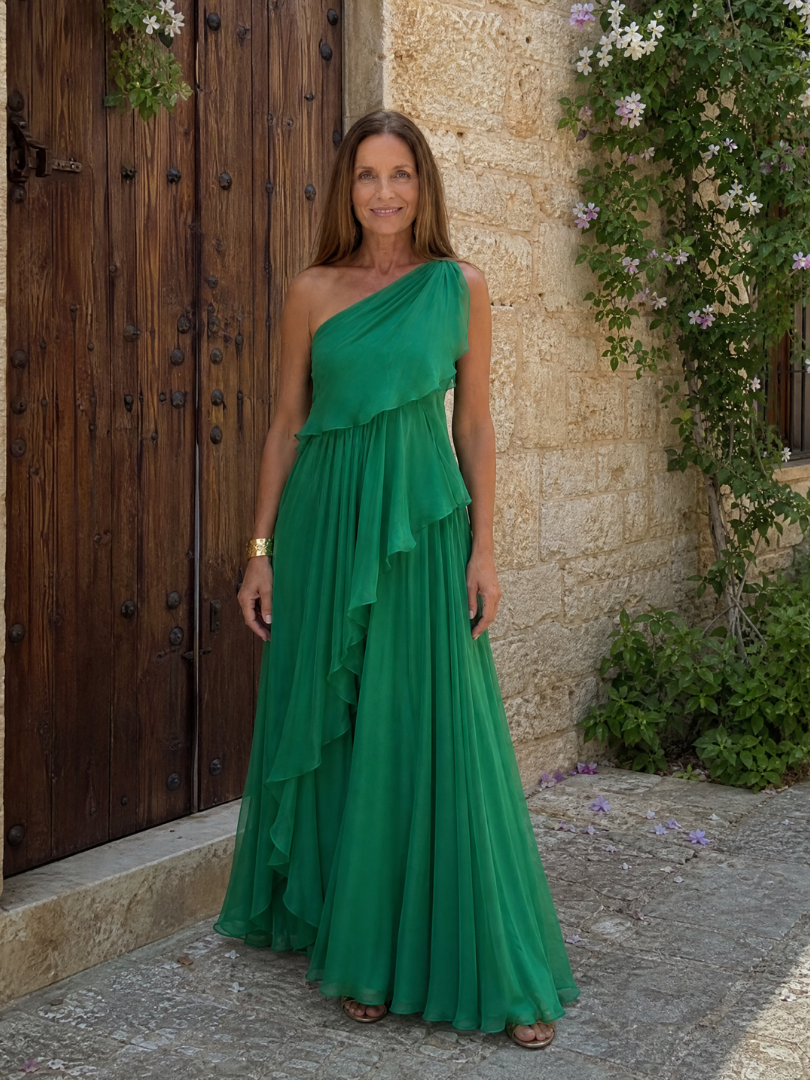 Seyma | One Shoulder Ruffle Maxi Dress