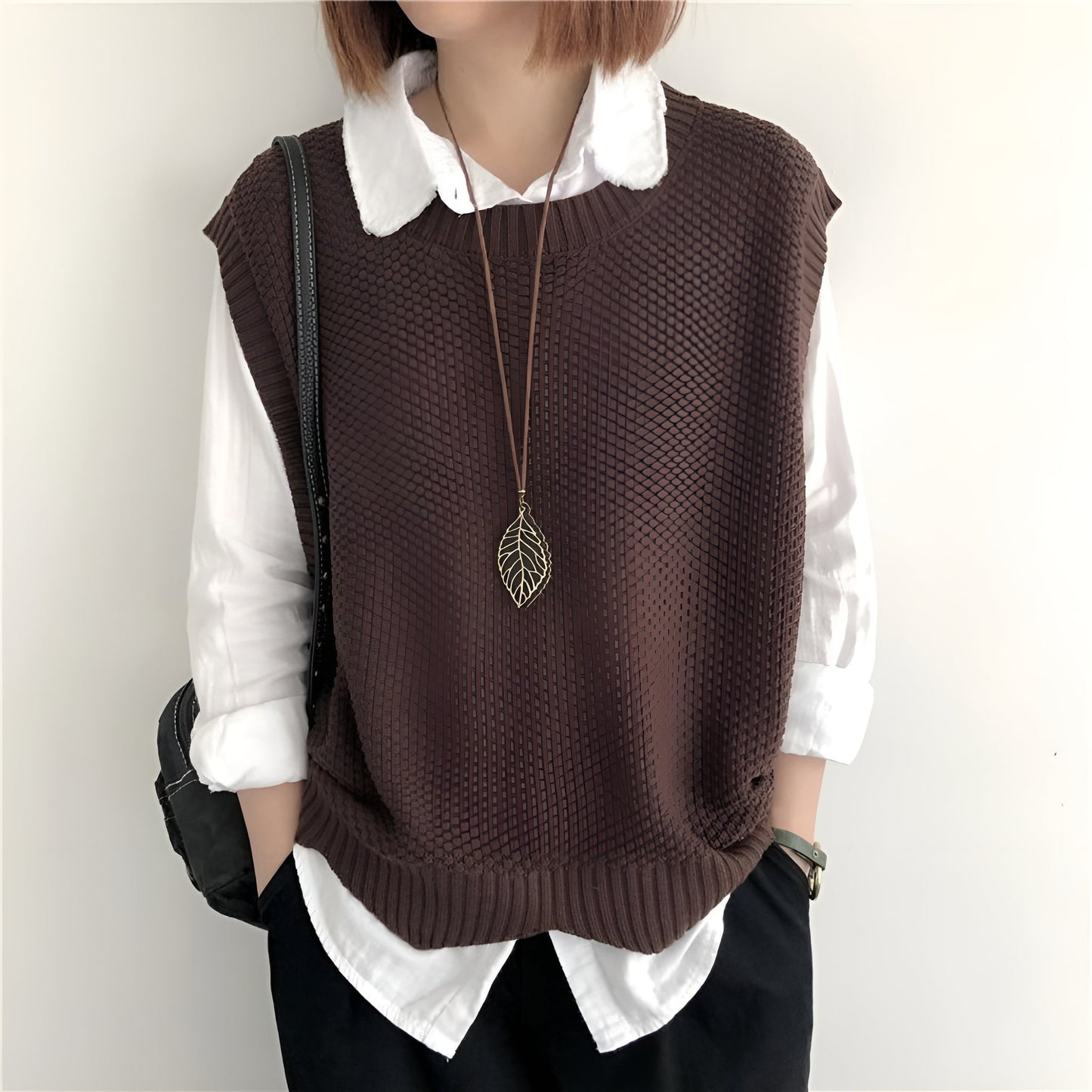 Ramona | Knitted Sleeveless Crew Neck Sweater Vest