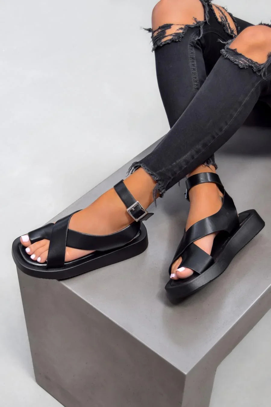 Afrozeh | Strappy Platform Sandals With Buckle