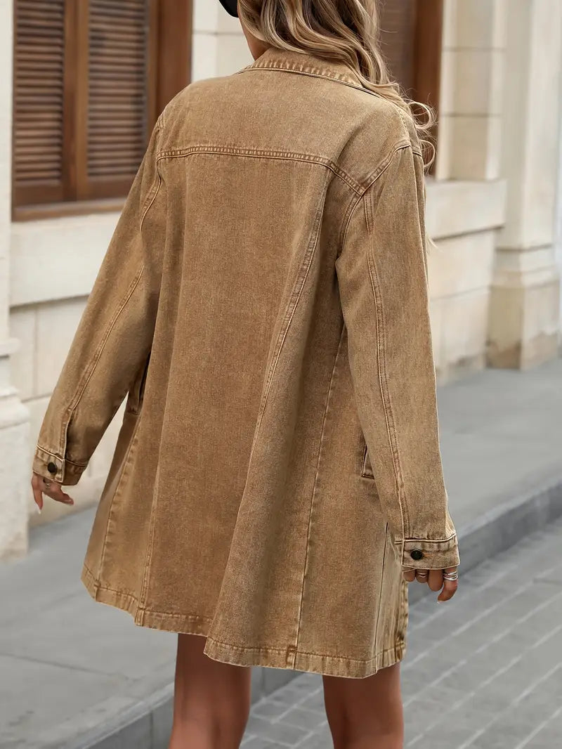 Tacie | Denim Long Sleeve Button-Front Jacket