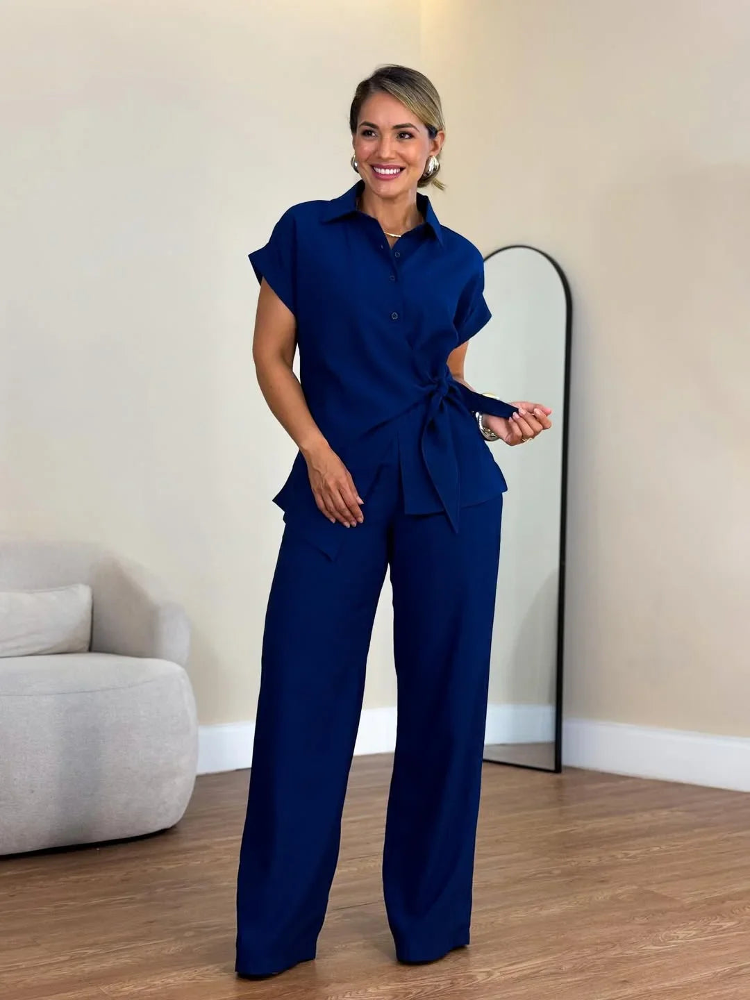Lorie | Two Piece Tie Front Wide Leg Set