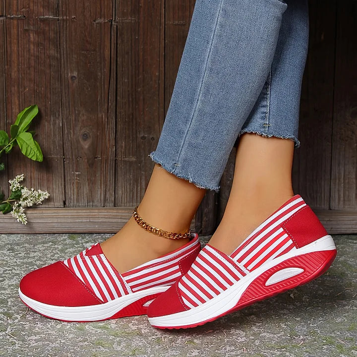Tasha - Striped Slip On Wedge Sneakers