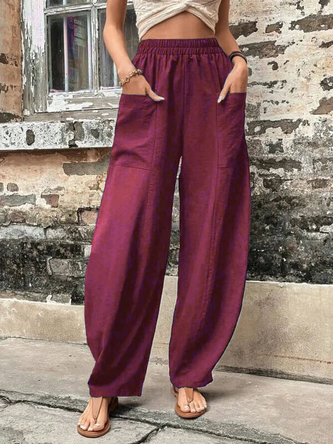 Salomee | Wide Leg Elastic Waist Pocket Pants