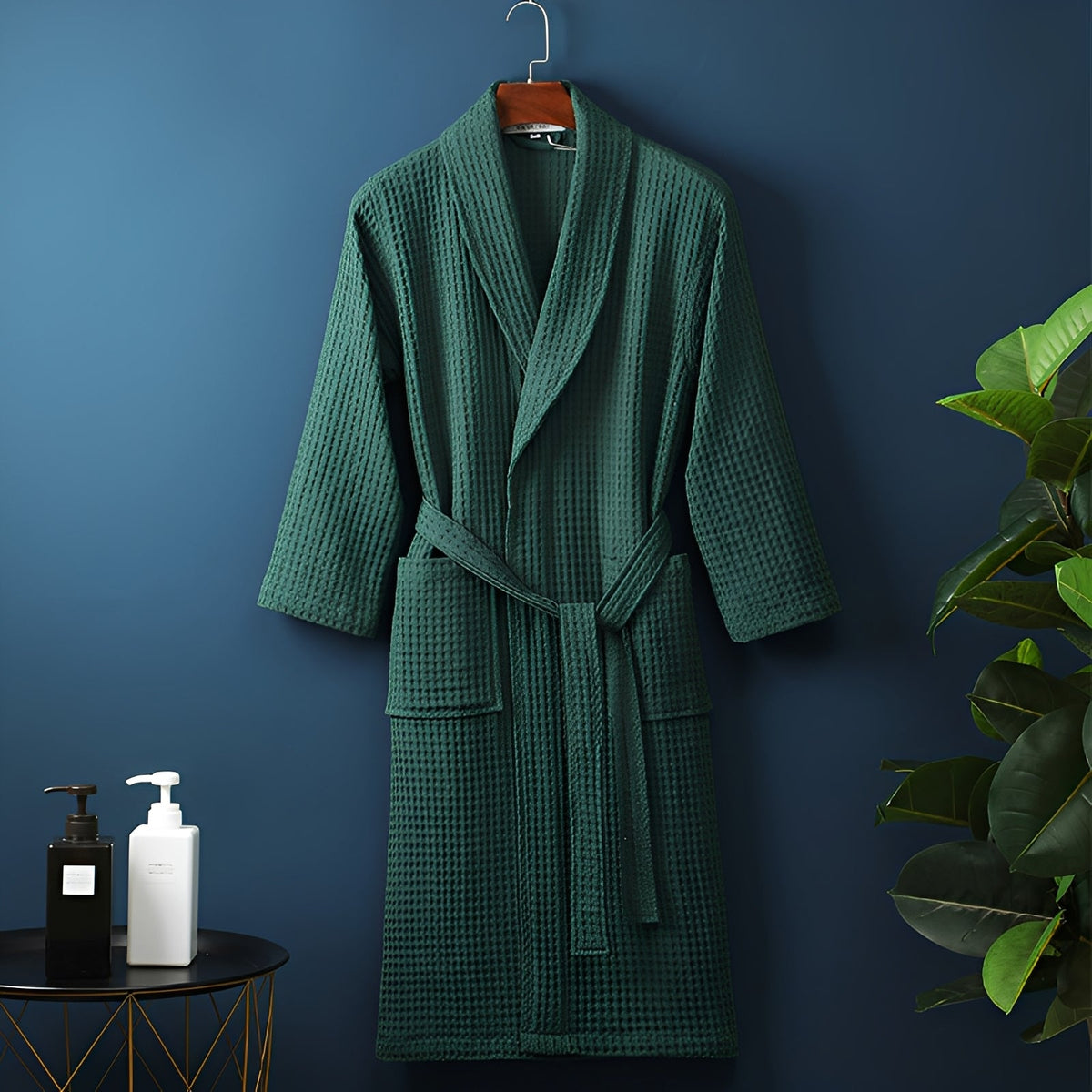Nathan | Bathrobe With Waffle Texture and Tie Belt