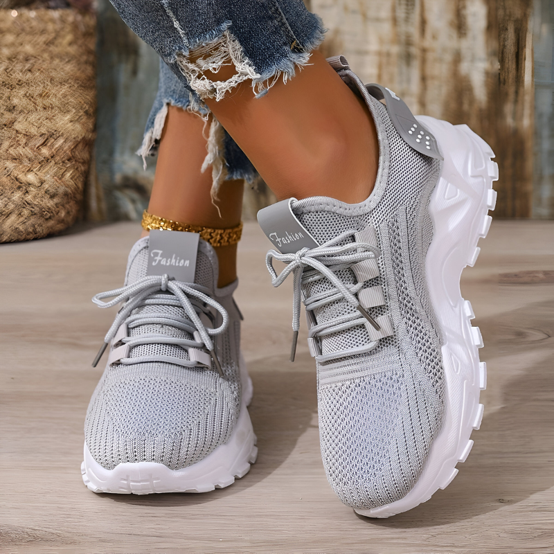 Eshara | Knit Lace-Up Chunky Sole Sneakers