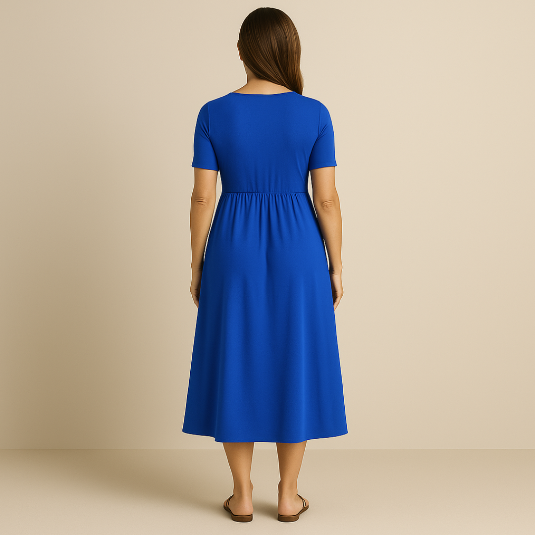 Bridgett | Wrap Front Short Sleeve Midi Dress