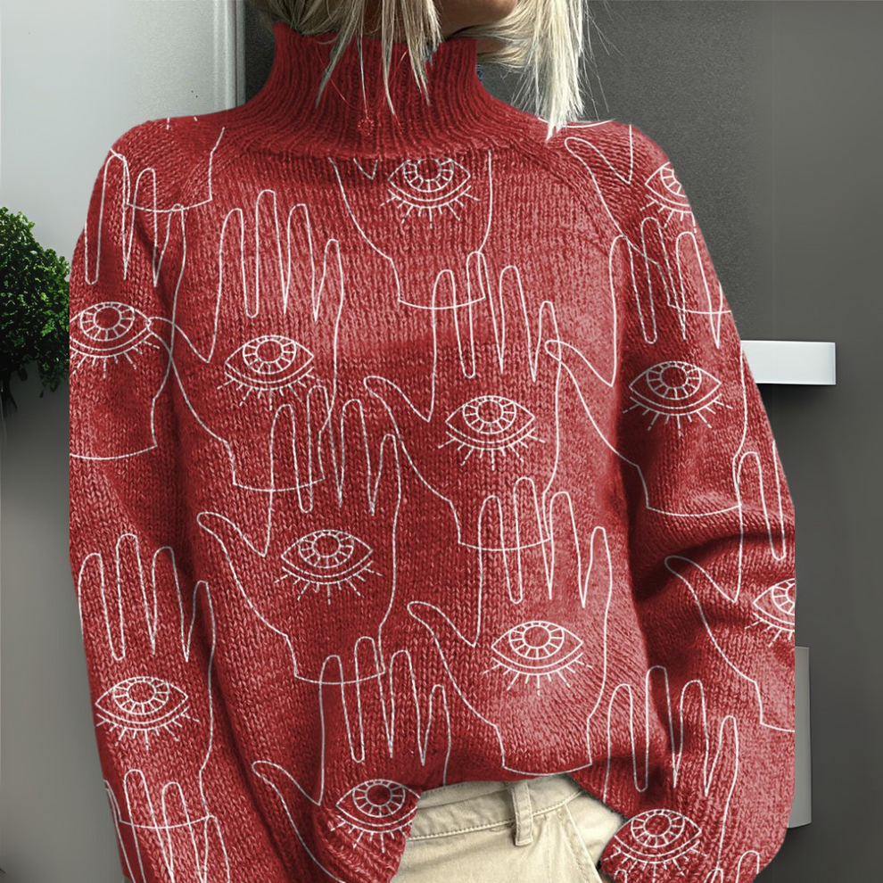 Rasha | Mock Neck Printed Knit Sweater