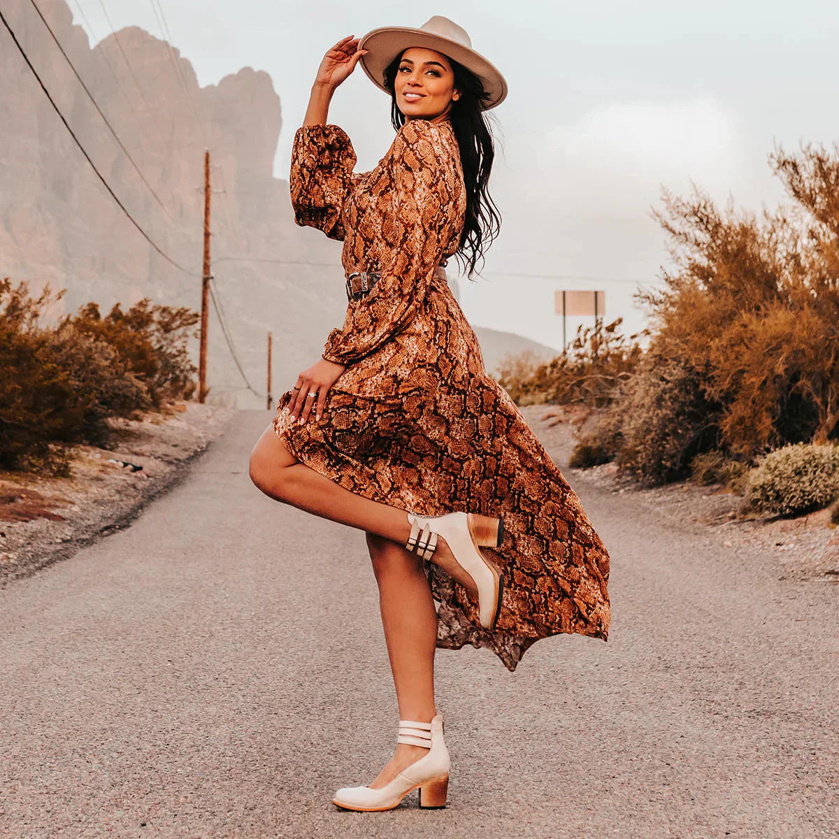 Steffie – Wooden Block Heel Ankle Strap Pumps