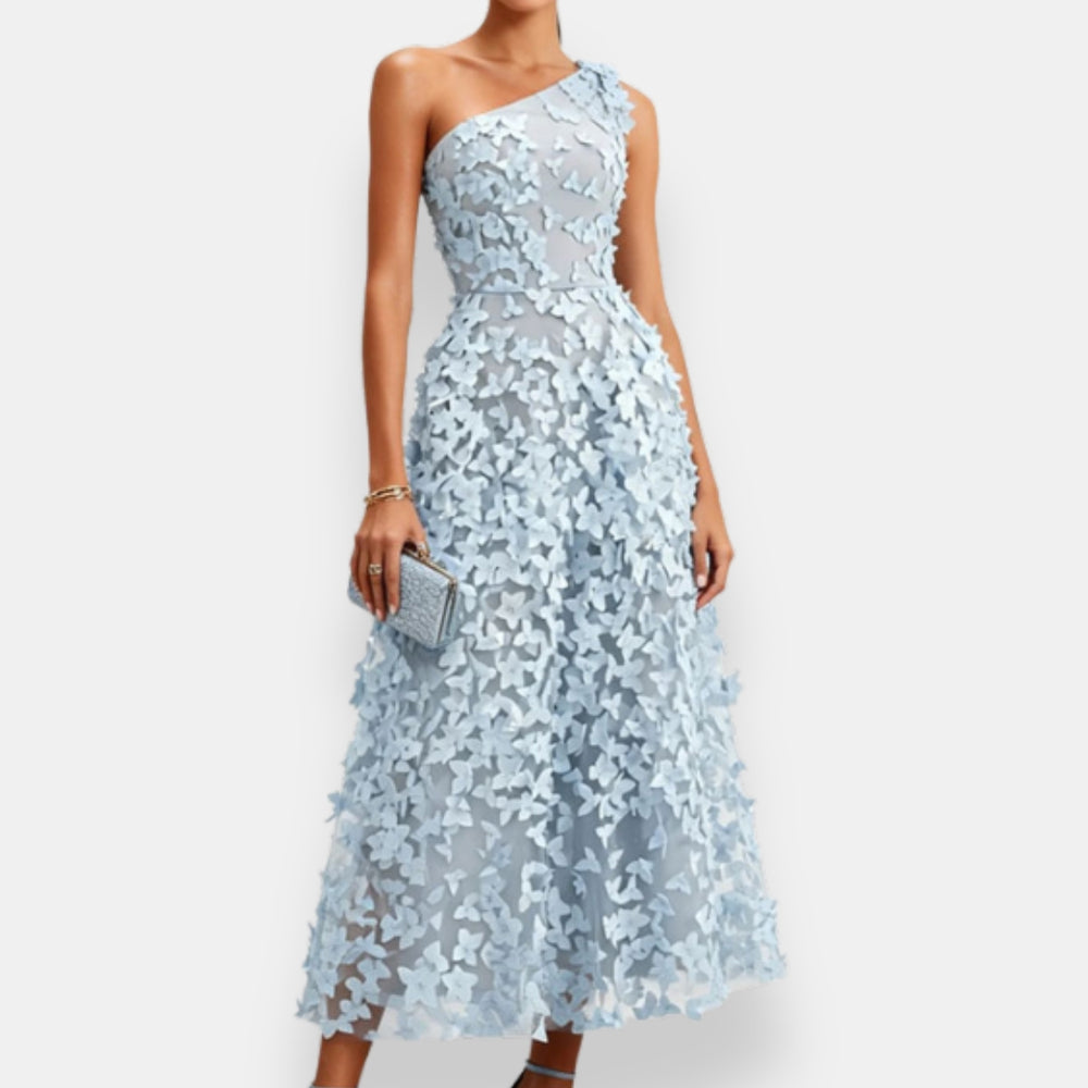 Suniya | Midi Dress With One Shoulder Appliqués