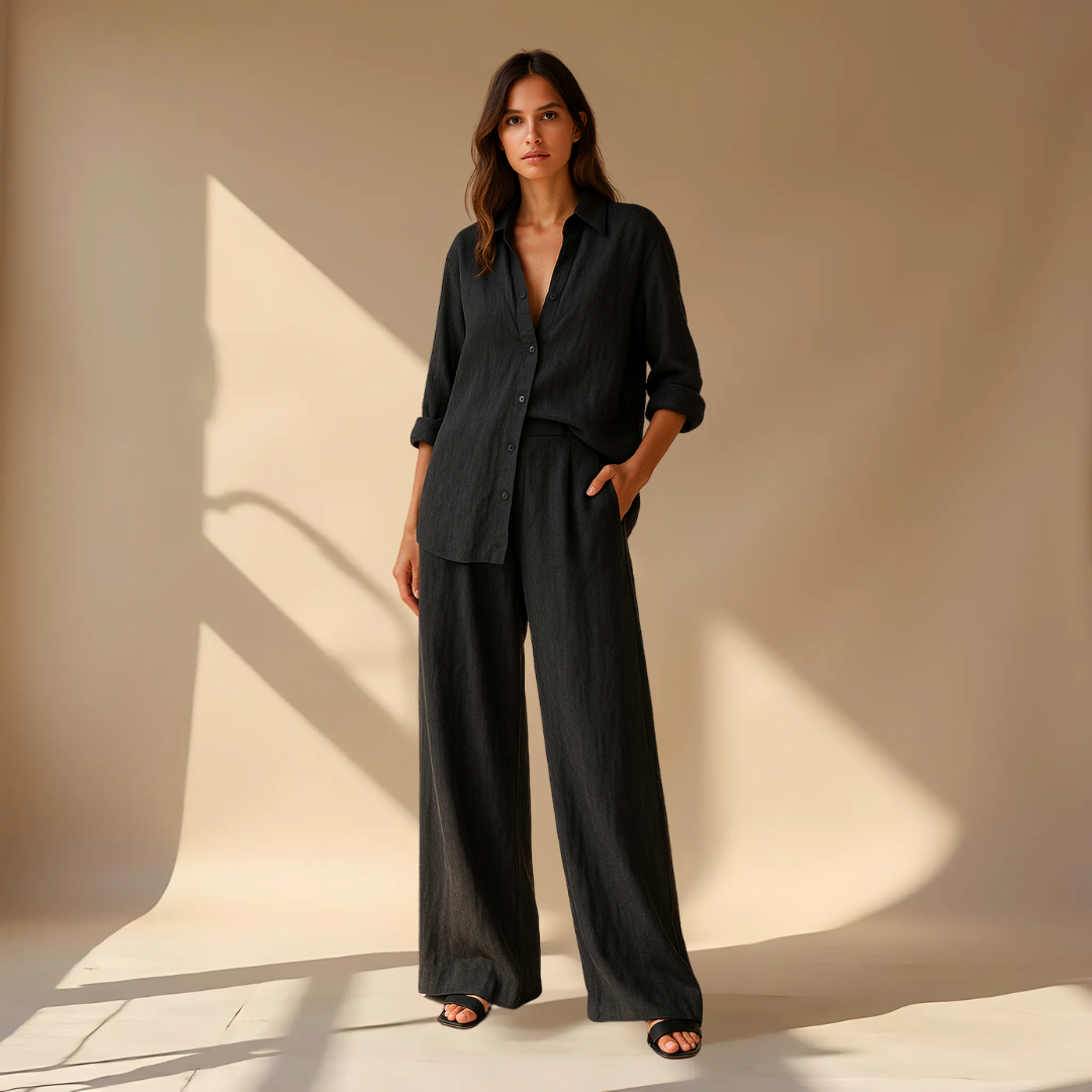 Ashleigh | Wide Leg Shirt and Pants Set