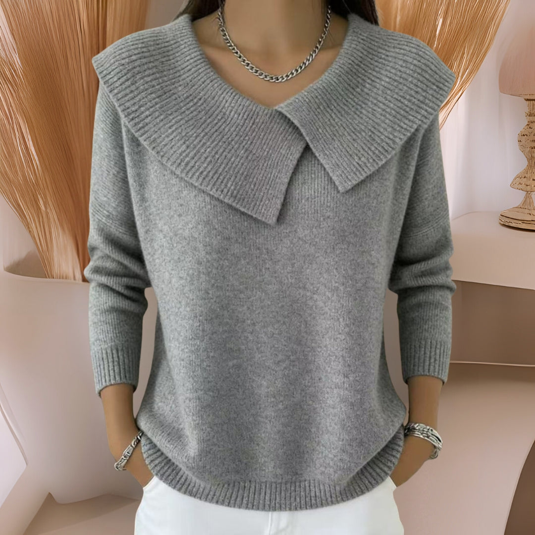Yamina | Knit Sweater Oversized Collar Long Sleeves