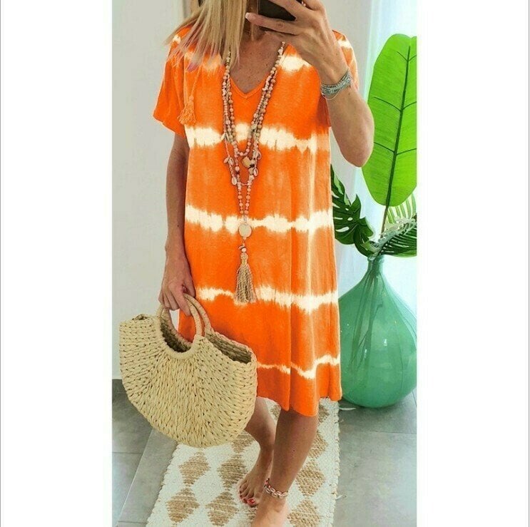 Karlaa | Short Sleeve Tie-Dye V-Neck Dress