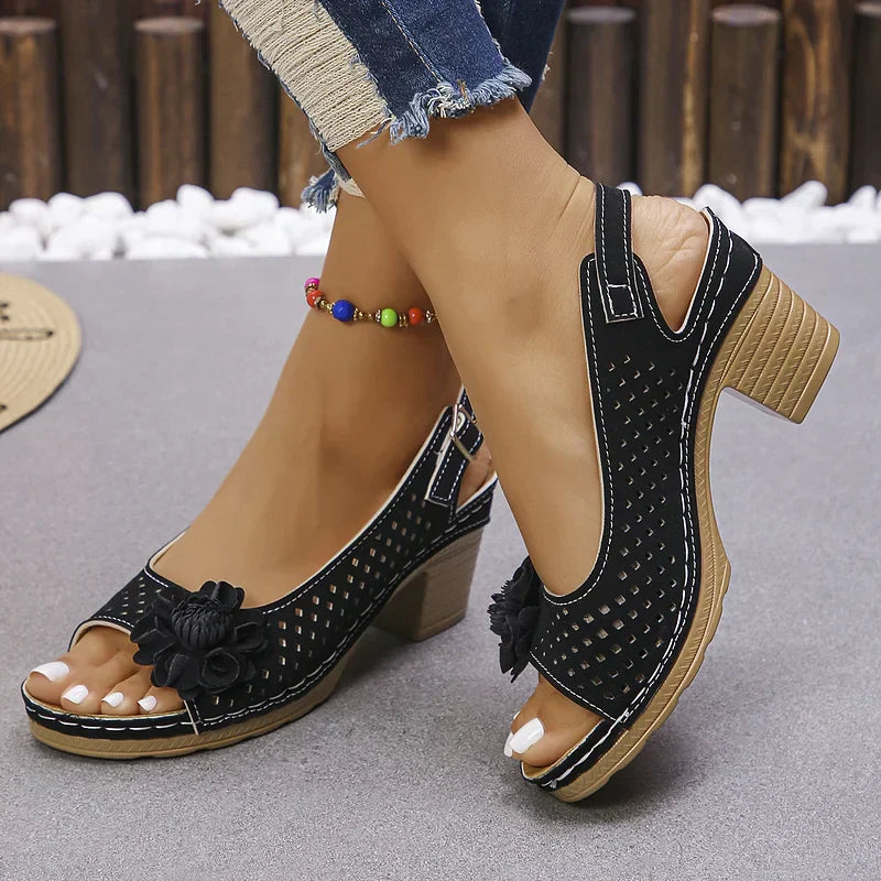 Imogen | Open Toe Slingback Block Heel Sandal
