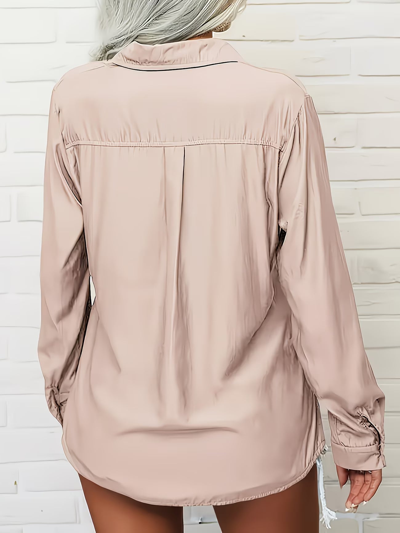 Tierna | Loose Button Front Collared Shirt