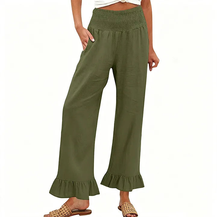 Moriom | Ruffle Hem Wide Leg Pants