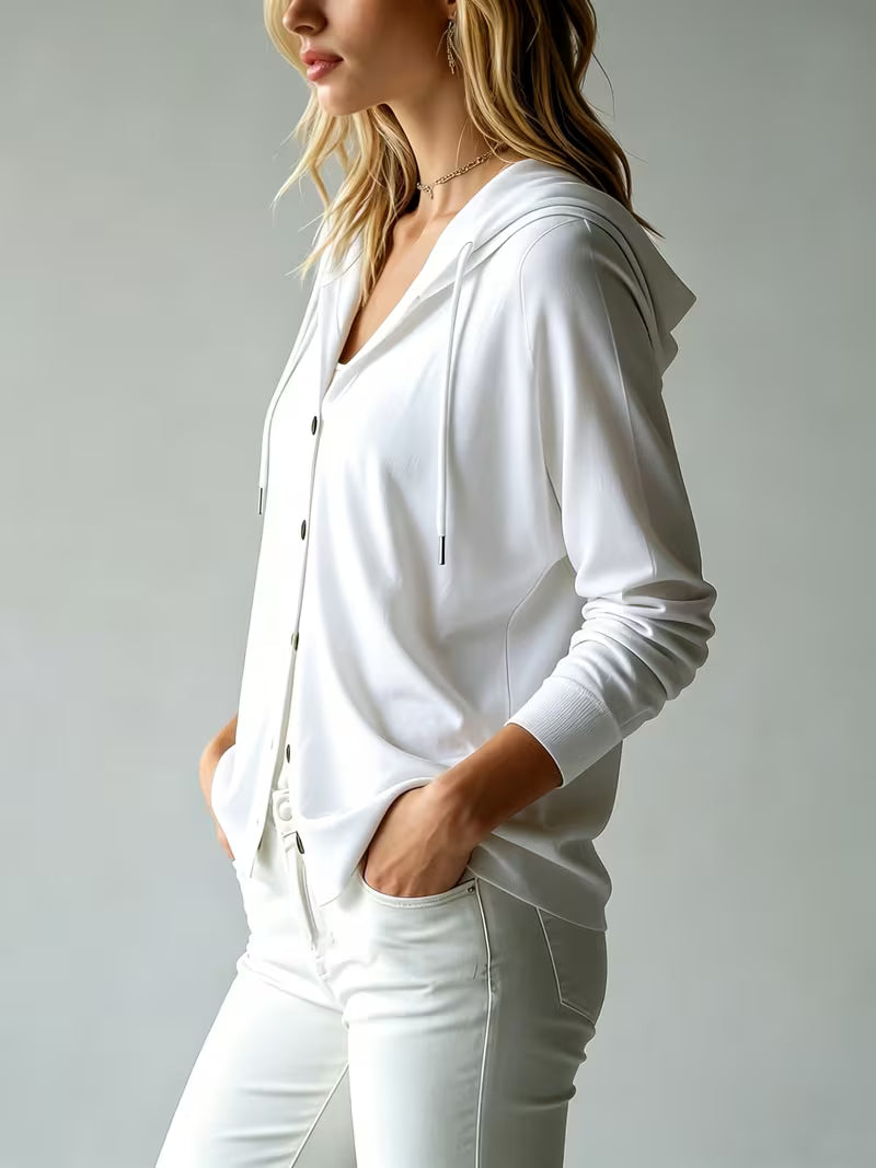 Avila | Hooded Button Front Long Sleeve Cardigan