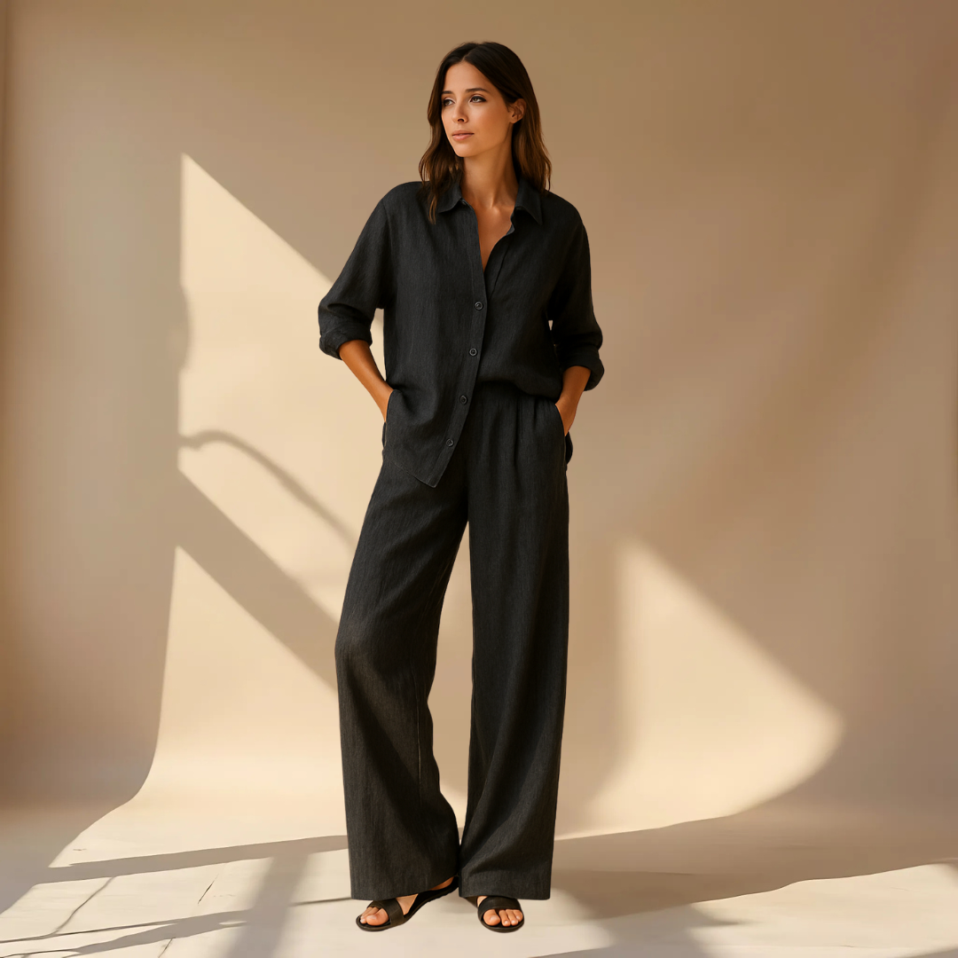 Ashleigh | Wide Leg Shirt and Pants Set