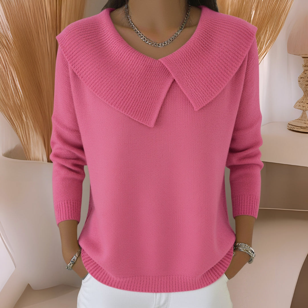 Yamina | Knit Sweater Oversized Collar Long Sleeves