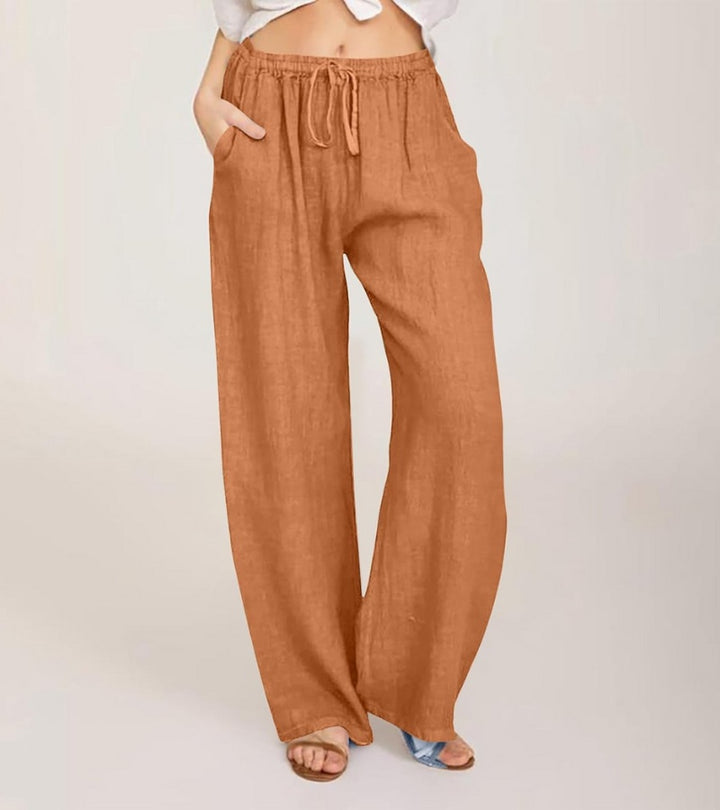 Maialen | Wide Leg Drawstring Linen Style Pants