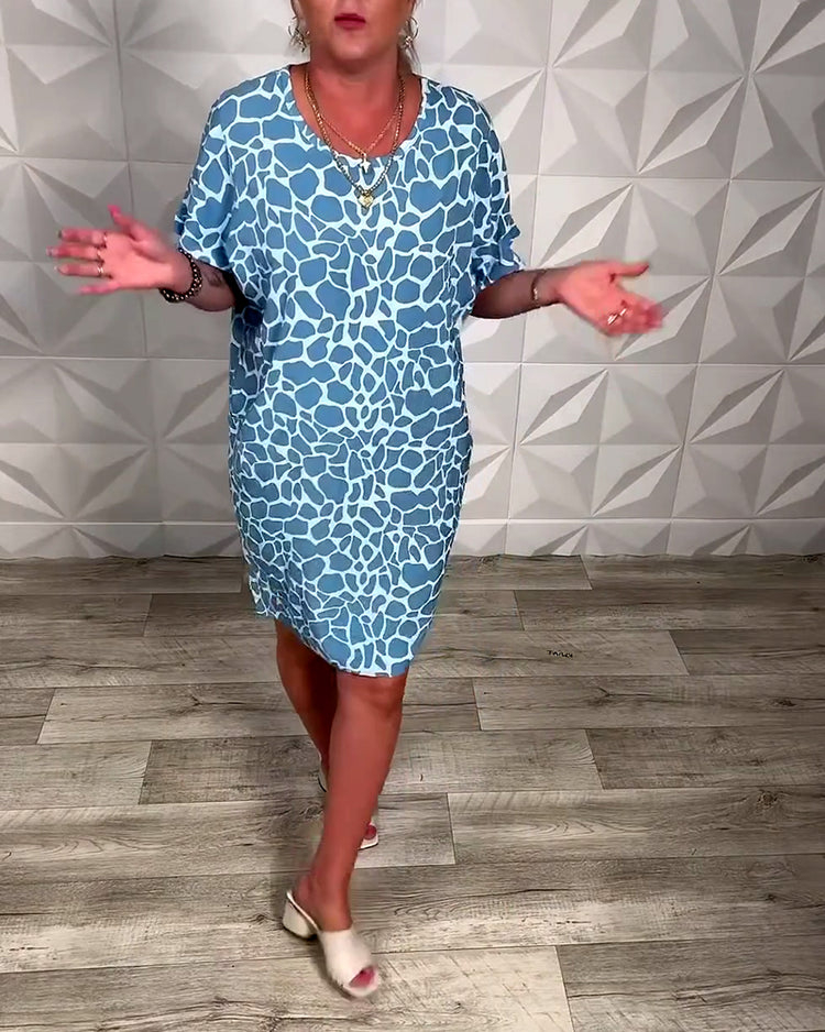 Salvinia - Abstract Print Short Sleeve Dress