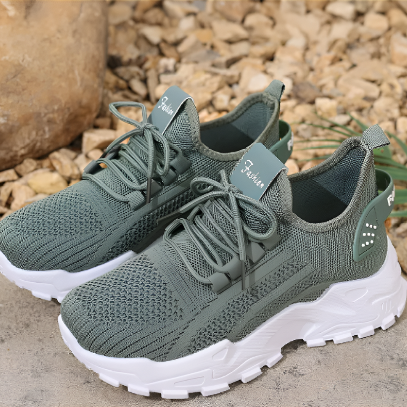 Eshara | Knit Lace-Up Chunky Sole Sneakers