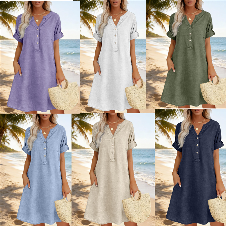 Jolande | Tunic Dress with V-Neck and Pockets