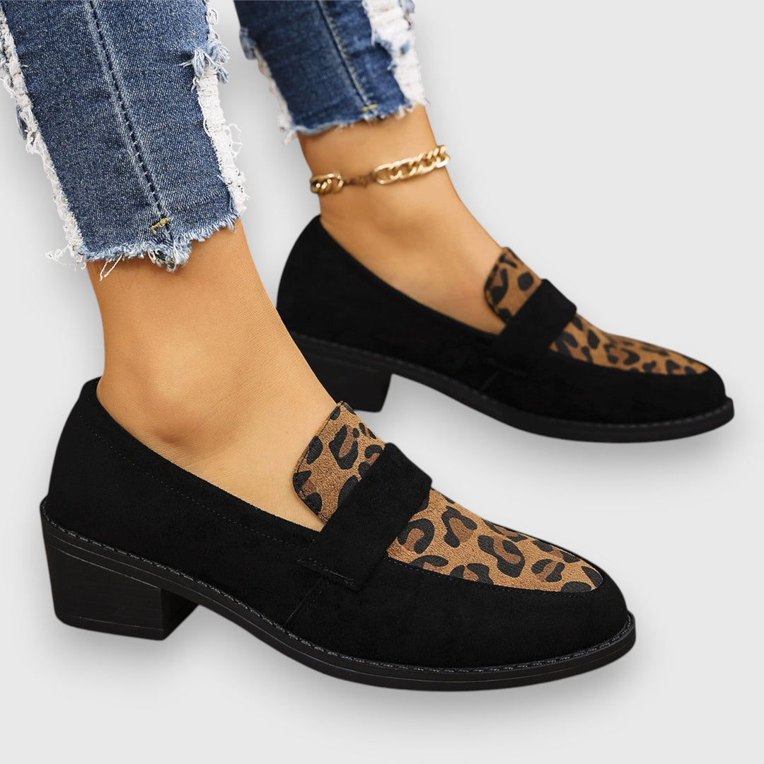Lucyna | Loafer Shoes Leopard Print Block Heel