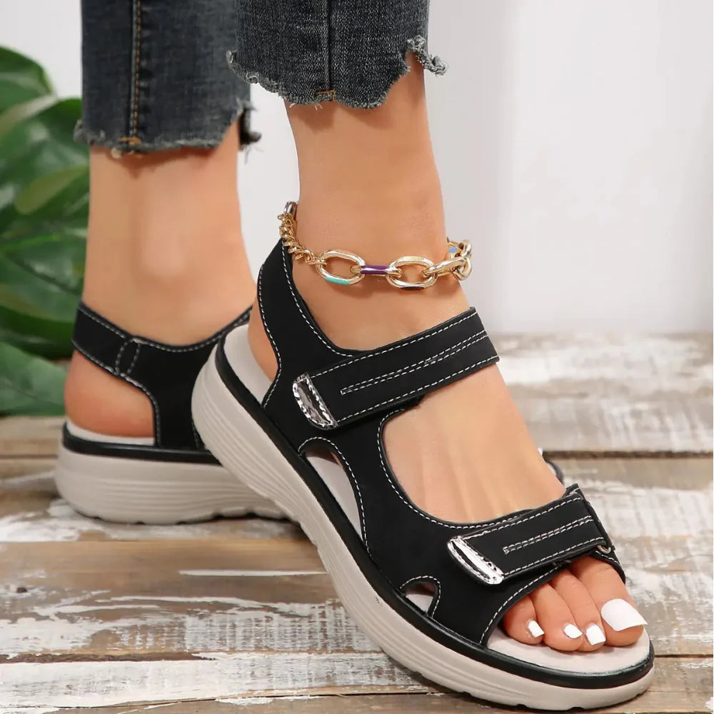 Nyktas - Adjustable Hook and Loop Platform Sandals