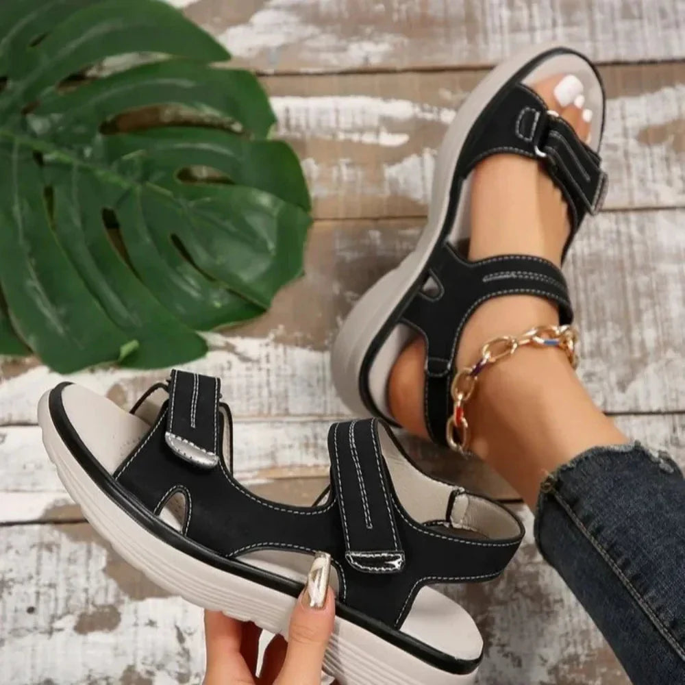Nyktas - Adjustable Hook and Loop Platform Sandals