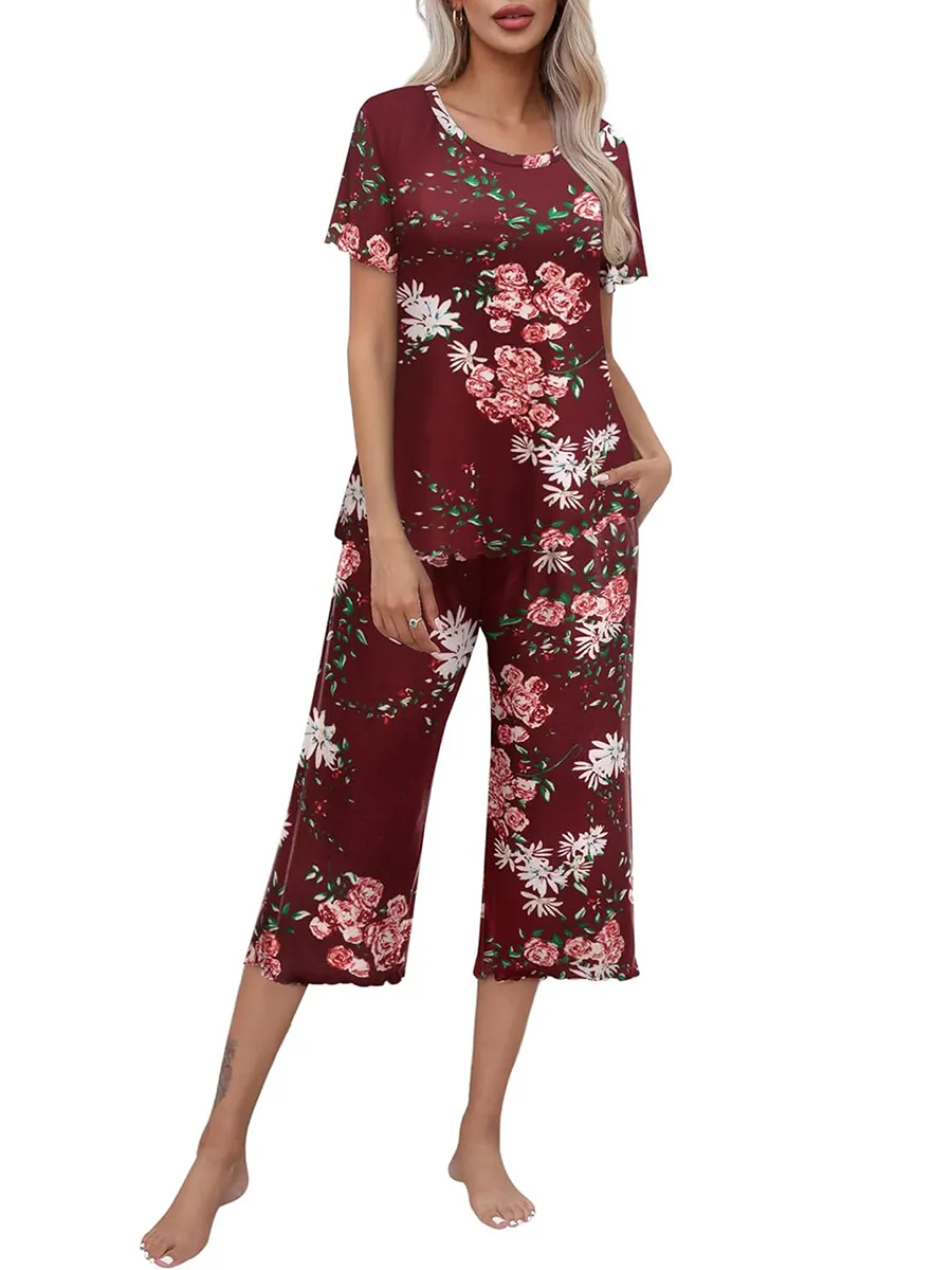 Rashini | Floral Short Sleeve Pajama Set