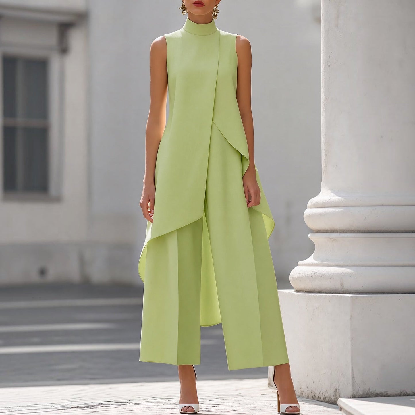 Maryam | Two Piece Sleeveless High Neck Pant Set