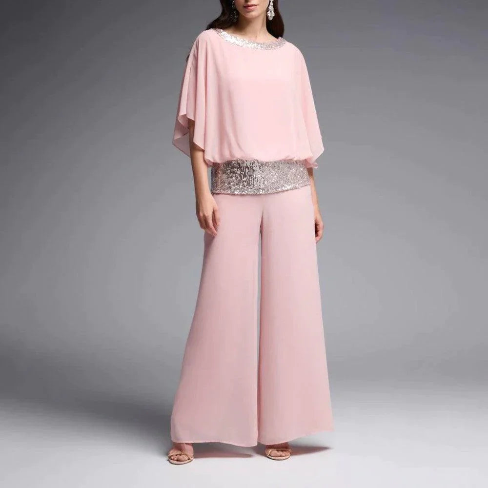 Grezzja | Sequin Trim Wide Leg Two Piece