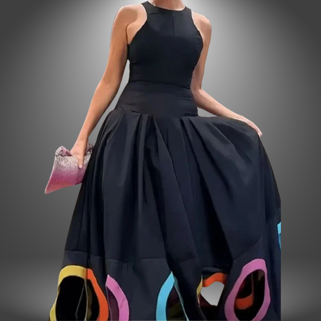 Luna | Sleeveless Abstract Print Maxi Dress
