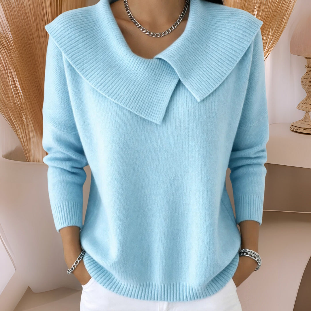 Yamina | Knit Sweater Oversized Collar Long Sleeves