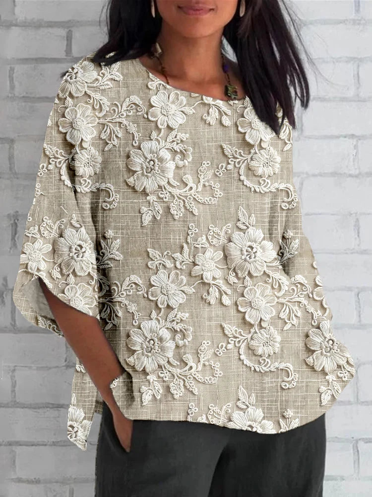Shirin | Floral Embroidered Loose Fit Blouse