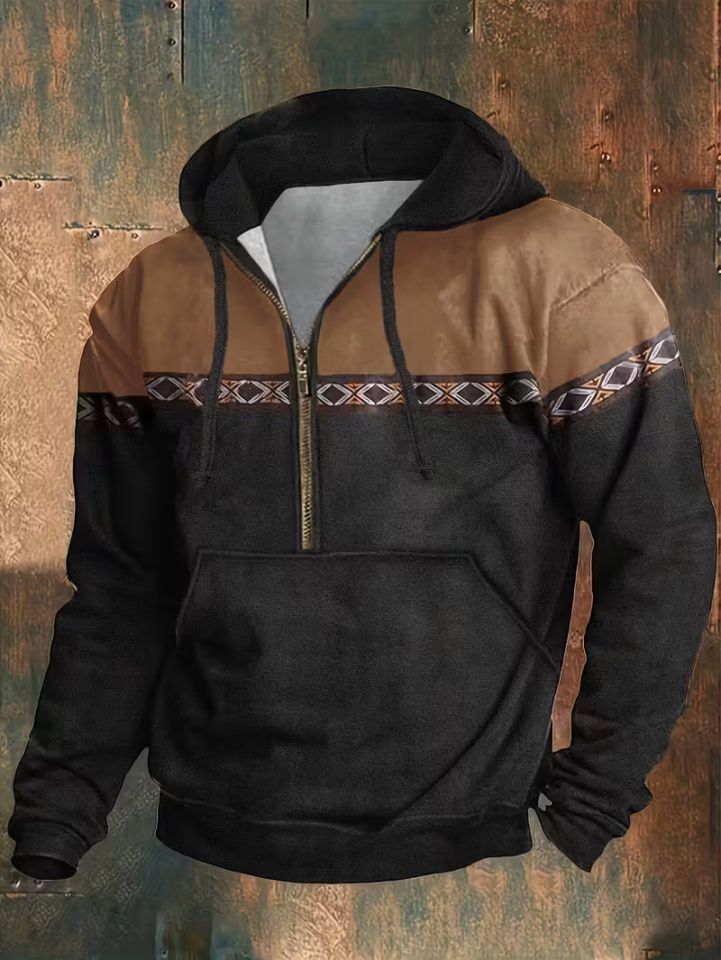 Hakan | Hooded Half Zip Long Sleeve Sweatshirt