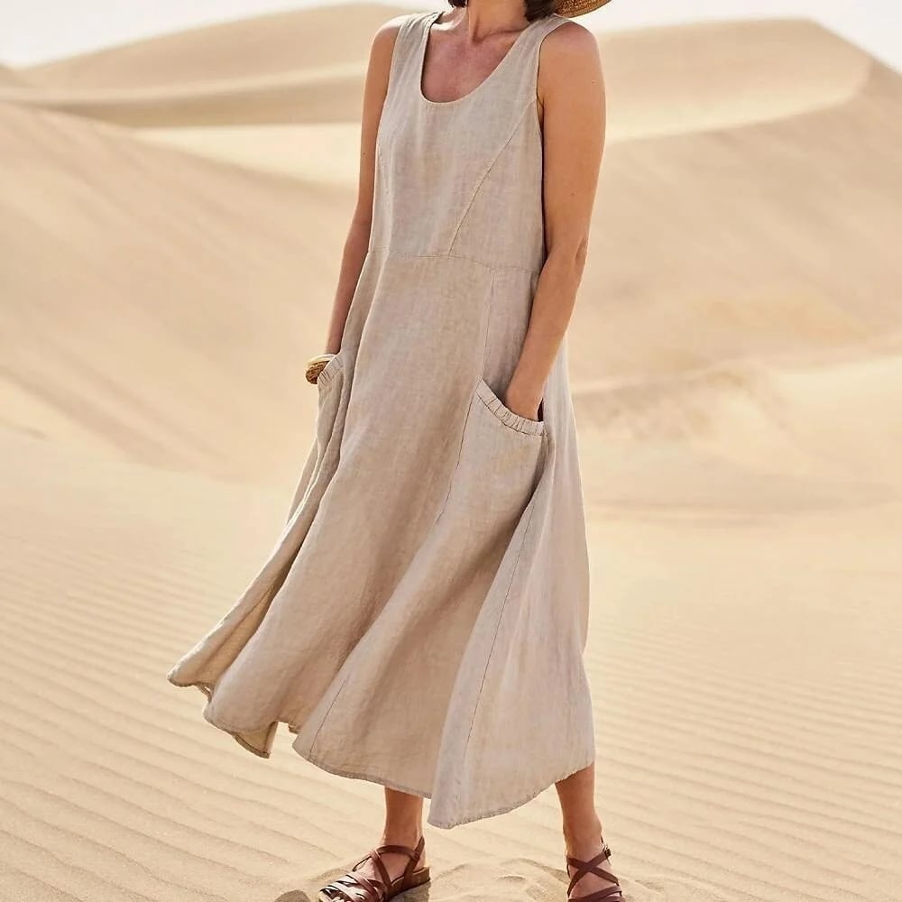 Zoha | Sleeveless Pocket Maxi Swing Dress
